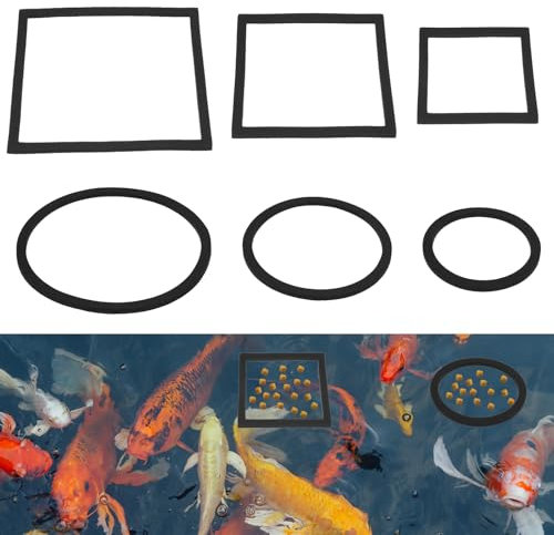LLOUSSAK 6Pcs Fish Feeding Rings, Round & Square, 3 Sizes Each, Floating Plant Corral Foam Circles, Black Feeder Rings, Aquarium Accessories