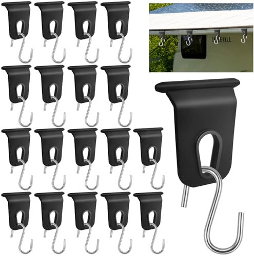 Omsscun 18 Pezzi Gancio per Tendalino Camper, 5-6mm Tiranti per Tendalino Camper, Ganci per Tende da Campeggio a S per Auto, Tenda da Sole, Camper, Appendere Luci, Corde e Decorazione