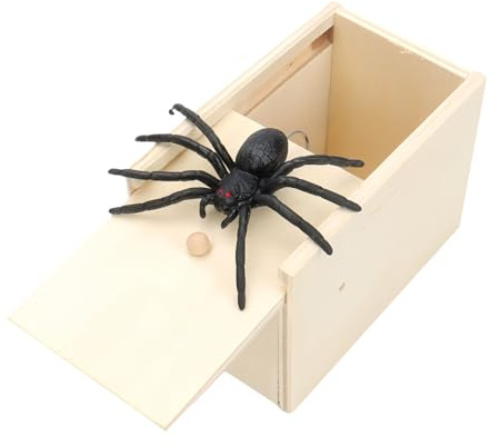 COSORO Spinne In Box,Holz Gefälschte Spinne Streich Scare Box Prank Angst Spielzeug Halloween Party Geschenk,Witzig Erschrecken Lustig Überraschungsbox Stressabbau Spielzeug für Kinder Erwachsen