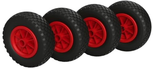 4 x PU Rad Ø 200 mm 2.50-4 Gleitlager Rolle Sliprolle Sliprad PANNENSICHER, schwarz/rot