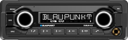 Blaupunkt Dublin 412, Radio Digital para vehículos comerciales, Heavy Duty, con Bluetooth, USB, Entrada AUX, Micrófono Integrado, 12 V, FM, 4 x 50 W, Audio Streaming, Color Negro