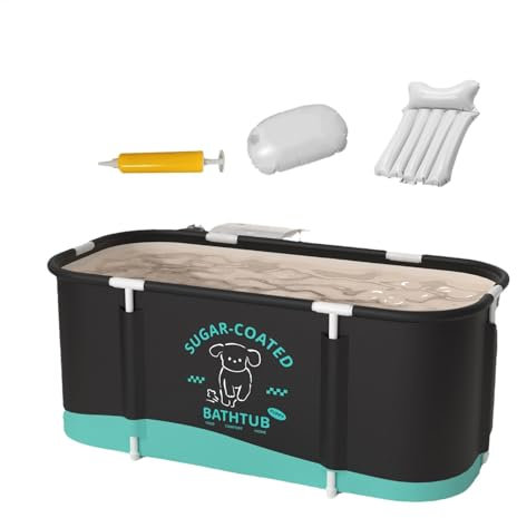 Baignoire portable pour adulte - 45,3 x 23,6 x 19,7 pouces - Grande baignoire portable pour douche à l'italienne pour adultes - Baignoire spa pliable avec bac à glace chaud