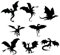 8 Dragon Silhouette Fun Stickers - Waterproof Decals - Scrapbooking, Cars, Water Bottles, Laptops, Fun Gifts (Black, Extra Small Pack)