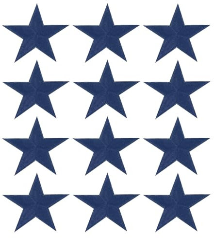 PATIKIL Star Iron-on Patches, 12 Pcs Sew on Star Embroidered Patches Appliques Embellishments for Clothing Jackets Hat Backpack Repairing Decorations, Dark Blue, 3.2 x 3.2