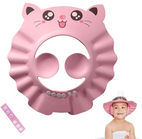 EUYKQNOI Kinder duschhaube,haarewaschen kinderschutz,Shampoo-Badeschutz,weiche Kappenkappe,Mütze,wasserdichte Kappe,Haarwaschbecher,für Babys ab 6 Monaten (Rosa)