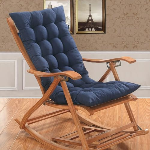 Generisch Hochlehner Auflagen 8cm, Gartenstuhlauflagen Hochlehner 120x50 Mit Bändern, Bequeme Sitzauflagen Gartenmöbel, Stuhlauflage Sitzkissen Indoor Outdoor Rückenlehne Auflage,Blau