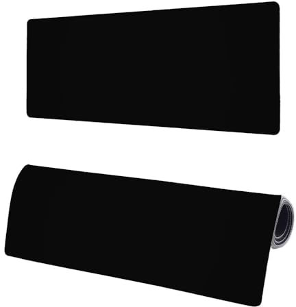 Large Mouse Mat Black, XXL Simplicity Gaming Mouse Pad Desk Pad 1200x600x3mm, Keyboard Mat with Non-Slip Rubber Base, Soft Smooth Surface, Stitched Edges Mousepad, Improved Precision and Speed M-1