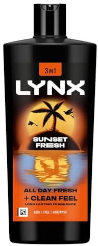 Lynx XXL Body Wash Multipack Sunset Fresh 3-in-1 Men's Shower Gel for Hair, Face & Body 12H Sweat and Odour Protection Energising Mango and Mandarin Scent, 700ml