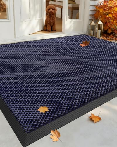 COLOR&GEOMETRY Fußmatte außen 90x150 cm, Blau, Schmutzfangmatte | extrem rutschfeste langlebig Fußabtreter außenbereich, robust Fussmatte Aussen wasserdichte Türmatte für die Haustür