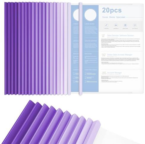 20 Stück Klemmmappe A4 Klemmschienen DIN A4 Transparent Schnellhefter Lila A4 Plastik Stabil mit Sliding Bar KlemmhefterA4 für Bürodokumente Schulprojekte Präsentationen Dokumente Office Schule