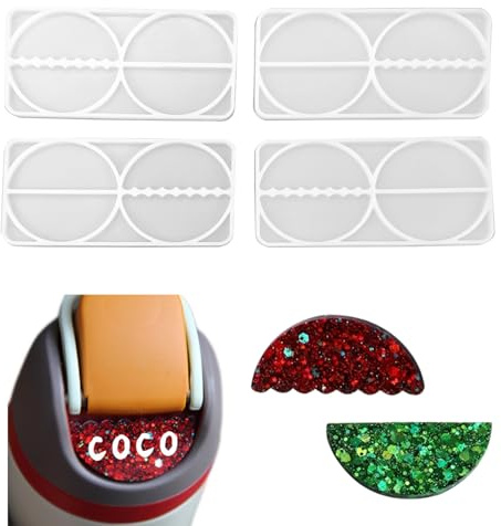 4PCS Silicone Name Plate Molds, 4-Cavity Personalized Name Tag Mold for Owala Tumbler Water Bottle 24oz 32oz 40oz, DIY Resin Epoxy Making Kit