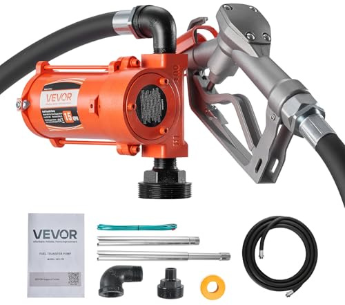 VEVOR Dieselpumpe, 12 V DC, 57 L/min, Kraftstoffpumpe aus Gusseisen, mit manueller Düse, Förderschlauch, Überhitzungsschutz, Stromkabel, explosionsgeschützt, für Benzin, Diesel & Kerosin