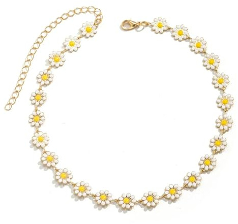 Generisch Blumen-Gänseblümchen-Schlüsselbeinketten-Halskette für Frauen Mw. Sommer süßer kurzer Choker Mode-Statement-Schmuck Geschenk Y2K Accessoires