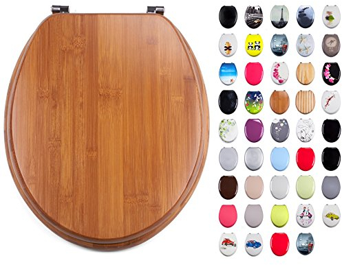 MSV Siège de toilette universel en bambou, couleur bois, dimensions 42,5 x 36,5 x 1,6 cm