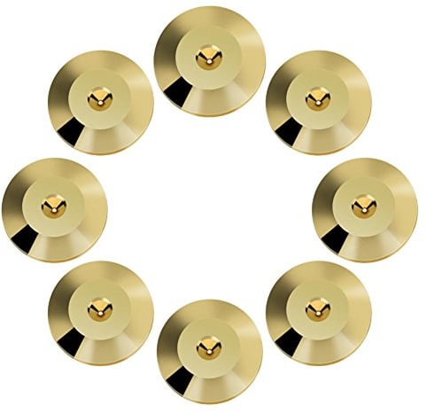 Richer-R 8pcs Unterlegscheibe für Spikes, 8Stücke/Set Spikeuntersetzer Kupfer Lautsprecher Shock Base Pad,Universal Shock Absorber Isolierung Füße Mat für Lautsprecher Verstärker Spikes(Gold)