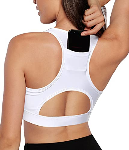 Snailify Damen Sport BH Büstenhalter Handy-Tasche Racerback Starker Halt Ohne Bügel Stoßfest Sportkleidung - Bra für Yoga Joggen Tanz Fitness-Training