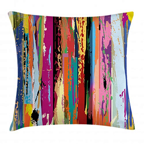 ABAKUHAUS Abstrakt Kissenbezug, Vibrierende Regenbogen-Entwurf, Dekokissenhüllen Waschbar Inn/Outdoor Beidseitiger Druck mit Reißverschluß, 40 x 40 cm, Rot Fuchsienfarben