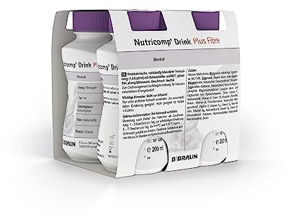 Nutricomp Drink Plus Fibre Neutral I Hochkalorische Trinknahrung mit Ballaststoffen I 6 x 4 Flaschen á 200ml pfandfrei
