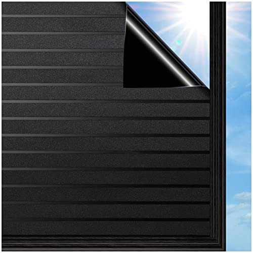 Window Privacy Film Heat Blocker Window Tint Black Out Blinds for Window No Adhesive Glass Film Blackout Window Static Cling House Window Insulation Sticker Reflective Window Cling (118.1 x 23.6 Inch)