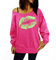 Smile Fish Sweatshirt sexy pour femme - Style années 80 - Épaules dénudées - Imprimé, Lèvres - Rose - Vert fluo, S