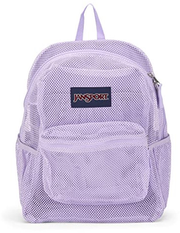 JANSPORT Eco Mesh Backpack, Pastel Lilac, 17” x 12.5” x 6” - Semi-Transparent Bag for Adults with Laptop Sleeve, Padded Back Panel - Large Backpack, Pastel Lilac, 17” x 12.5” x 6”