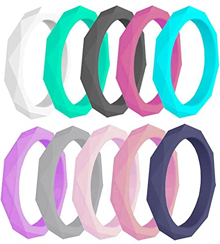 GALANI Women's Wedding Bands Thin Silicone Rings Set Classic Rubber Stacking Rings for Souvenirs Promise Friendship Size L 1/2