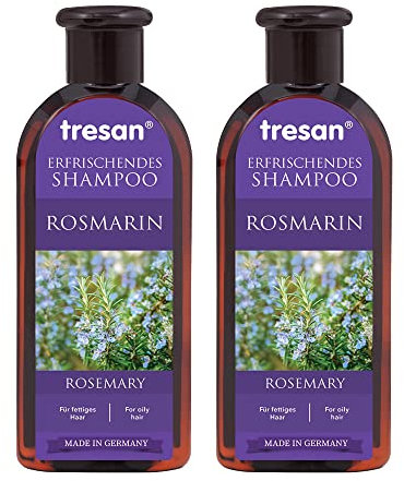 Tresan Rosmarin erfrischender Shampoo für fettige Haare - nährende, volumizierende Shampoo, keine Parabene oder Gluten, 2 x 300 ml