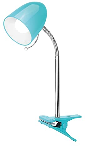 Schreibtischlampe Tischleuchte Leselampe Klemmleuchte Nachttischleuchte Retro aus Metall mit Schwanenhals, schwenkbar, mit Schnurschalter, Fassung E27 (mit Leuchtmittel, Klemmleuchte petrol)