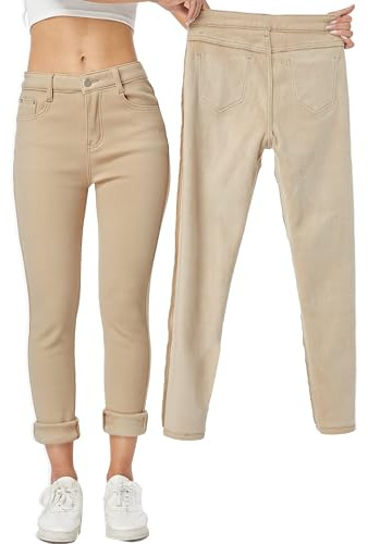 Yehopere Damen Winter Fleece Gef¨¹ttert Jeans Slim Fit Warm Skinny High Waist Denim Jeans