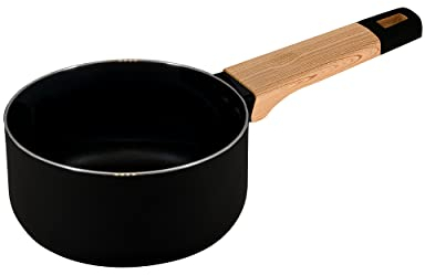 Bergner - Casseruolino 16cm in alluminio con manico soft touch effetto legno, linea Earth Black induzione