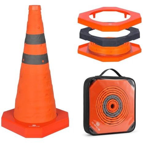 Faltbar Leitkegel Warnkegel Verkehrskegel faltbar Pylon Sicherheitskegel Mehrzweck-Popup-Reflektierender Sicherheitskegel (1, 18in mit beschwertem Sockel)