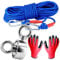 Neodym Magnet Magnetangel Set - 48mm - 200KG Zugkraft Mit 2 M8 Ösen - Bergemagnet Magnetfischen Komplettset mit 20m Seil Wasserfeste Handschuhe zum Magnet Fischen