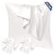 Seiwohl Satin Kissenbezug 80x80 2er Set, Weich wie Seidenkissenbezug Silk Pillowcase, Vegane Seide Kopfkissenbezug Kissenhülle Seidenkopfkissen für Haar und Haut mit Haargummis, Elfenbeinweiß