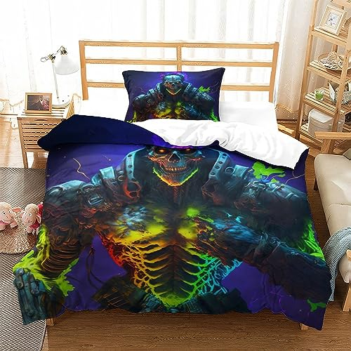 SIBREA BettwäscheBettbezug Armored Zombie Bettwäsche-Set, Zweiteiliger Anzug, Mikrofaserdruck, Mikrofaser für alle Jahreszeiten, Größe: 135 x 200 cm (1 Bettbezug mit 1 Kissenbezug)