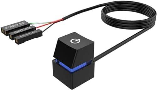 Panlouting Interruptor de Alimentación Expansión Computadora con Luz LED, Botón de Encendido/Apagado Externo Placa Base PC, Expansión Botón de Inicio (1,65 Metros, Luz Azul)