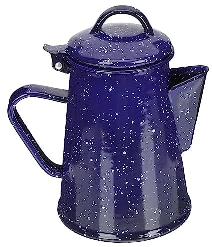 Enamel Coffee Pot Camp Coffee Pot Enamelware Kettle Camping Coffee Coffee Stovetop Enamelware White Pitcher Kettle for Home Brew Pot Office Vintage