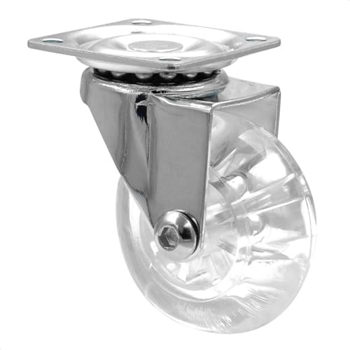 WAGNER Soft-Lenkrolle SKATER - Durchmesser Ø 50 mm, Bauhöhe 65 mm, Stahl verchromt, transparent, Anschraubplatte 42 x 42 mm, Tragkraft 40 kg - 03108501