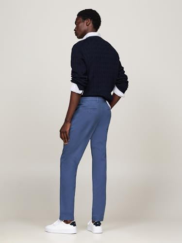 Tommy Hilfiger Herren Chino Hose Denton Satin Straight Fit, Blau (Aegean Sea), 31W/30L