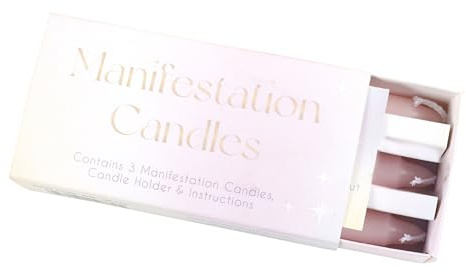 Something Different Wholesale - Set mit 3 Rosa Manifestationszauber-Kerzen - Unparfümiert - Kerzen für positive Energie und Intentionseinstellung