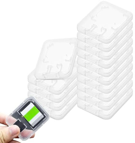 Speicherkartenhüllen, 15 Stück Faltbare SIM-Karten-Aufbewahrung, Speicherkarte Schutzbox, Transparent SD Karten Etui (2 Kartenfächer)