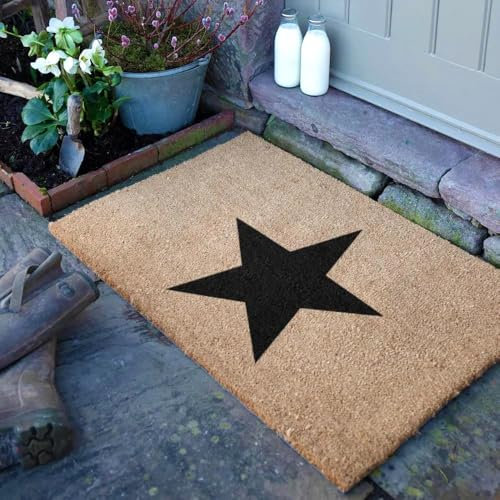 Artsy Mats - Country Star Coir Door Mat - Made from Tufted Coconut Fibre - Non-Slip Natural Rubber Backed Door Mats Indoor - Decorative Outdoor Mats, (90x60cm)