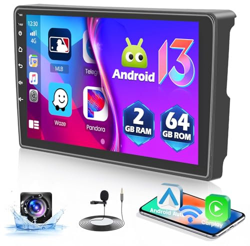 Hikity 2+64G Android Radio Coche CarPlay Inalámbrico para Citroen Berlingo (2015-2018), Pantalla Táctil de 9 Pulgadas Autoradio Bluetooth GPS FM/RDS Dab+ Cámara Trasera