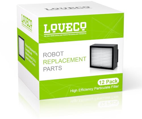 LOVECO 12 Pack Filtro di ricambio compatibile con iRobot Roomba E I & J Series e5 e6 i1 i2 i3 i4 i5 i6 i7 i8 j5 j6 j7 j8 j9 e Plus Verson aspirapolvere (non per Combo J7+/J9+ Plus)