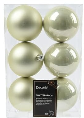 Weihnachtskugeln Kunststoff 8cm 6 Stück - klassisch & bruchsicher - Christbaumkugeln Weihnachtsbaumkugeln für Weihnachten - Christbaumschmuck & Weihnachtsbaumschmuck - Hell Minze