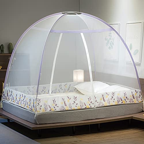 GLMGBP Moskitonetzbett, faltbares Moskitonetz-Türzelt, Pop-Up-Moskitonetz für Doppelbett, Insekten-Fliegenschutzvorhang für Camping, Reisen, Zuhause, Outdoor, lila, für 1,8 m breites Bett