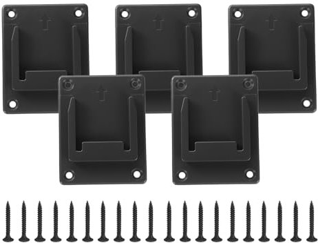 sourcing map 5pcs Battery Holder Wall Mount Dock Rack Tool Holder for 14.4/18V Battery,Black