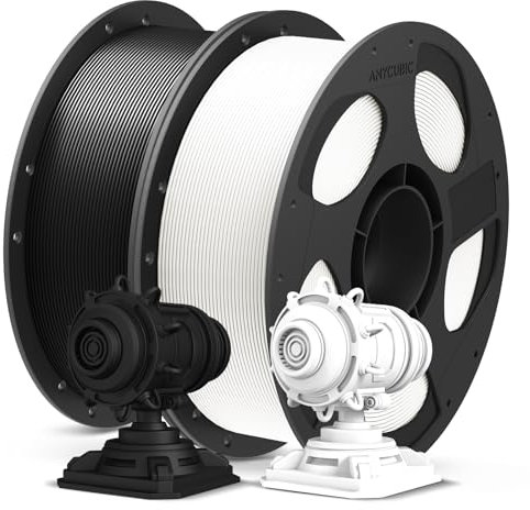 ANYCUBIC PLA+ Filament 1.75mm, Refill PLA Plus Filament und Spool Kit, Hohe Zähigkeit und Präzision -3D-Druckmaterialien, Intelligente Identifikation, 2KG Schwarz & Weiß