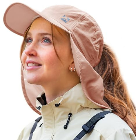 TOP-EX Damen Sonnenhut Pferdeschwanz UV Schutz Basecap mit Nackenschutz Wasserdicht Outdoor Hut Sommer Fischerhut Safari Wanderhut Rosa S