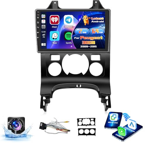 Inefala Radio für Peugeot 3008 2009-2015 Android 15 2+64G mit Wireless CarPlay Android Auto, 9 Zoll Bildschirm mit EQ 26UI FM RDS GPS Bluetooth WiFi SWC AHD Rückfahrkamera