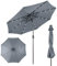 COSTWAY Parasol de Jardin Extérieur Ø 300 CM, Parasol Inclinable Lumineux Solaire avec 24 LED, Parasol Droit avec Manivelle et 8 Baleines Métalliques Robustes, pour Balcon Jardin Terrasse(Gris)